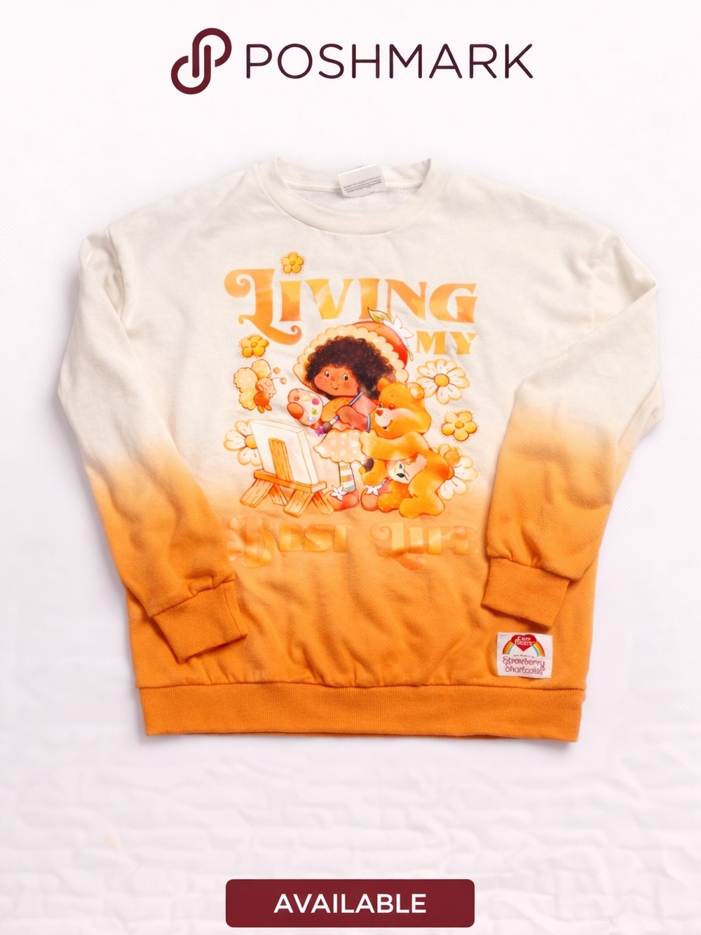 Care Bears Ombre Orange and White Kids Sweatshirt
